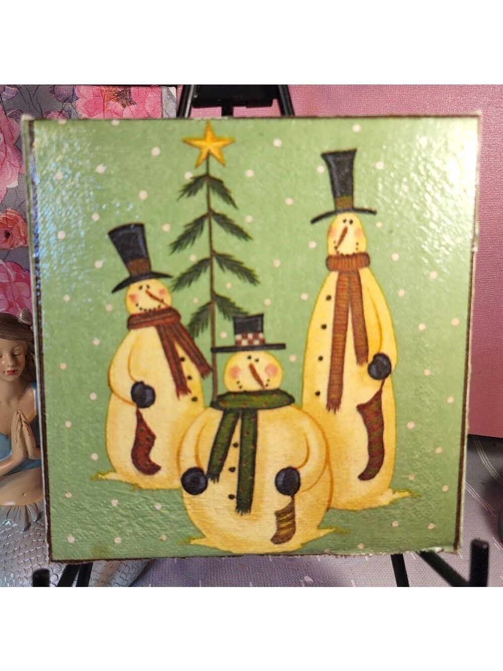 DECOUPAGE CANVAS PRINTS SNOWMEN 